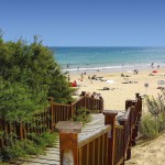 Blick auf den Sandstrand von Porto Santo