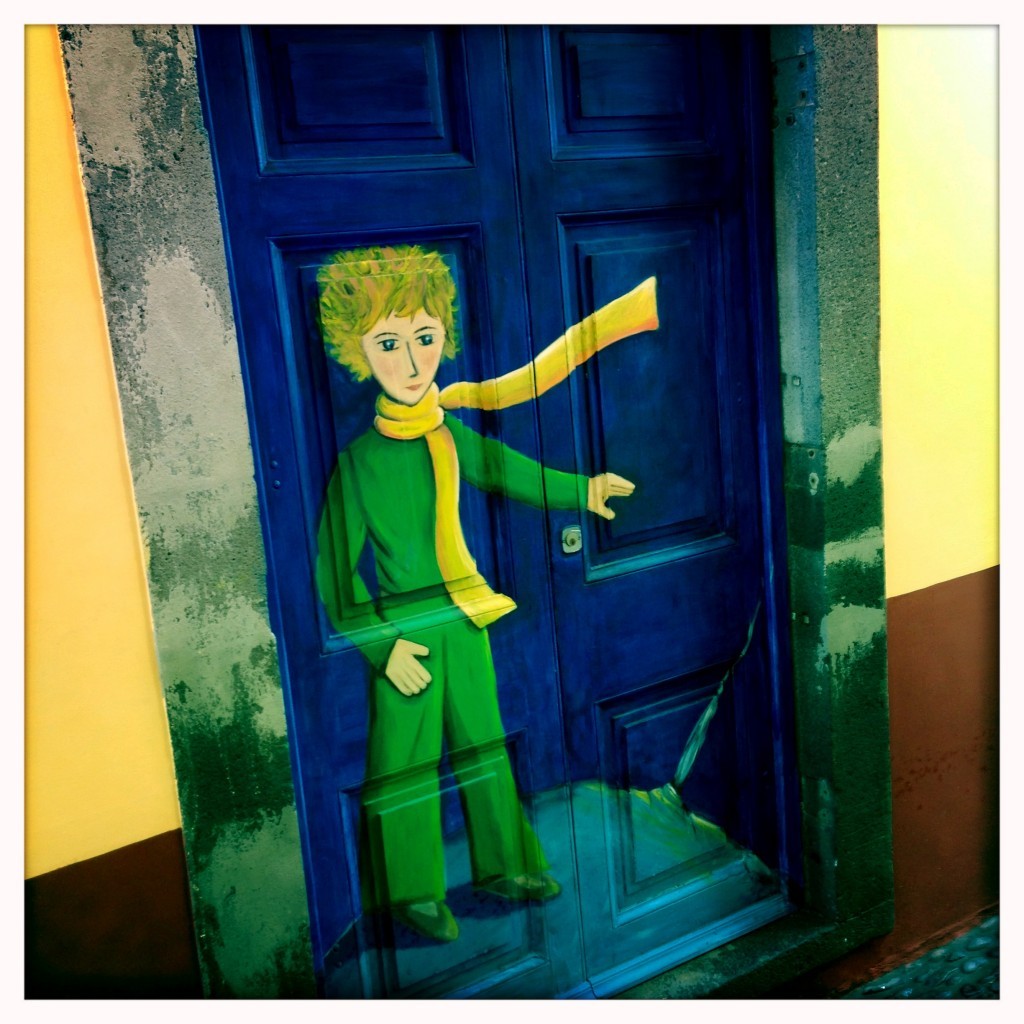 Gemälde Kleiner Prinz auf einer Haustür Streetart Funchal