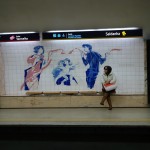 Saldanha - Abreise - Kunst an der Metrohaltestelle in Lissabon