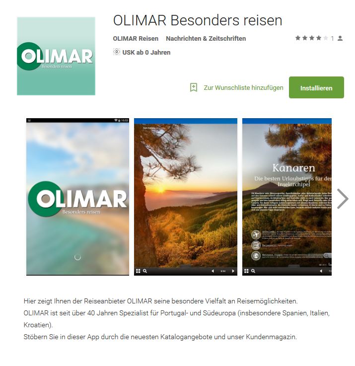 OLIMAR App bei Google Play erhältlich