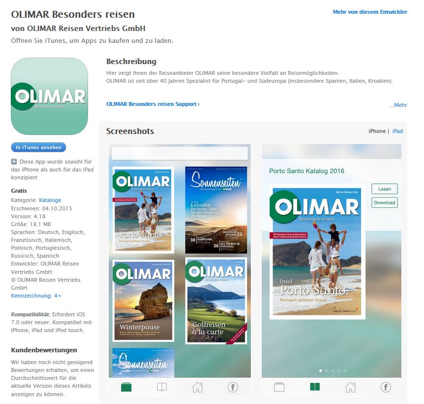 OLIMAR App im App Store erhältlich