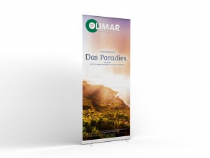 OLIMAR-Reisebüropartner werden mit dekorativen Kampagnen-Bannern ausgestattet. Achten Sie bei Ihrem nächsten Reisebüro-Besuch darauf.