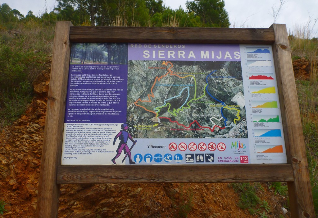 Übersichtskarte des Wandergebietes in der Sierra de Mijas