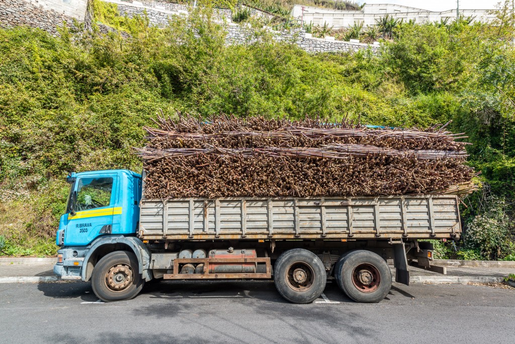 Abgebaute Stangen auf einem LKW