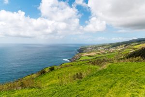 Aussicht Küste Wiesen Sao Miguel Azoren