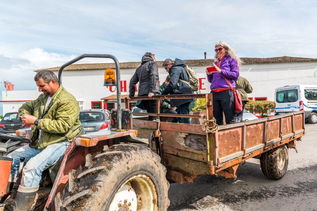 Mit dem Trecker auf die Plantage 