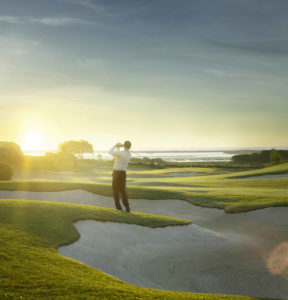 Golfspieler Gegenlicht Golfplatz Algarve