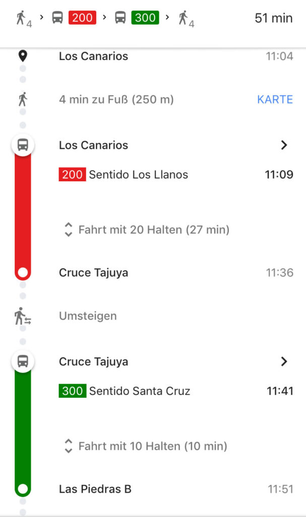 Screenshot Buslinie Vulkanroute