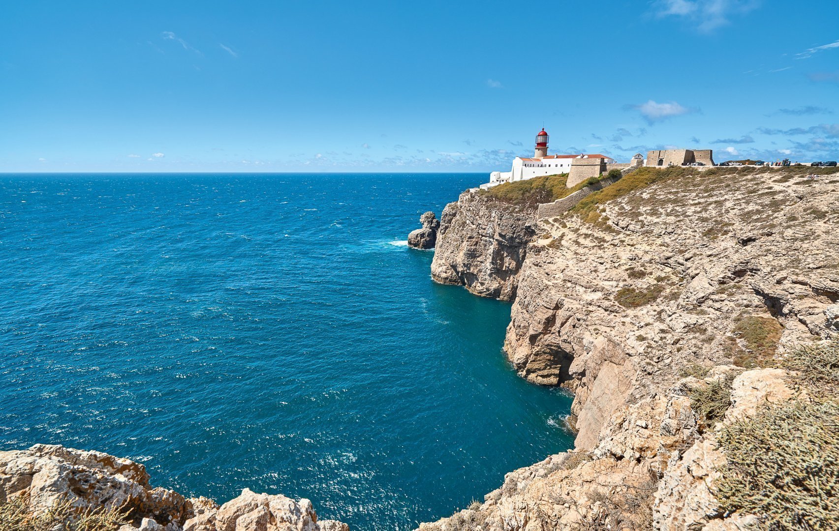 Blick auf Leuchtturm Sagres