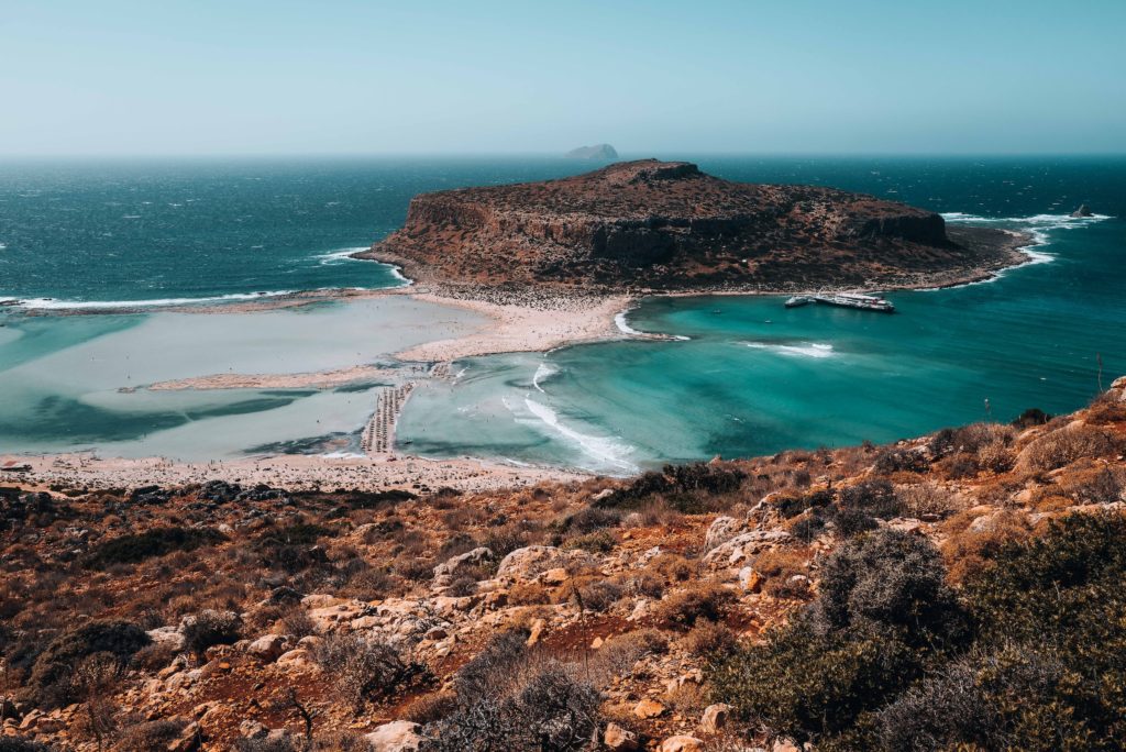 Blick von oben auf die Balos Lagune auf Kreta