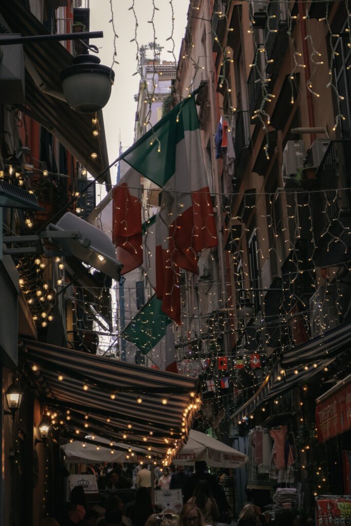 Neapel Stadtzentrum Weihnachtsbeleuchtung