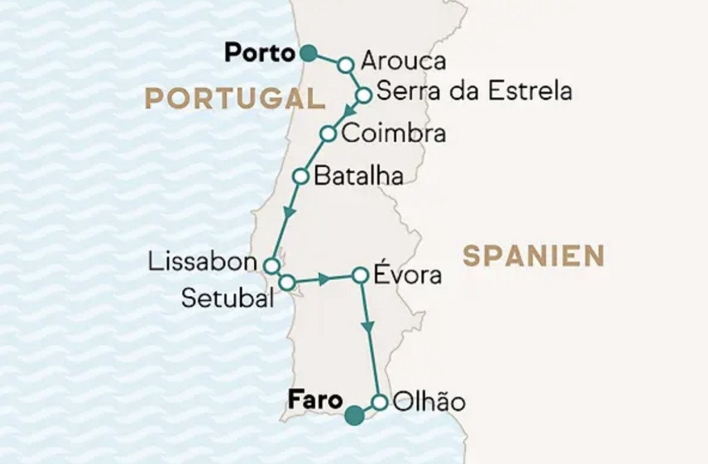 Karte Rundreise Portugal