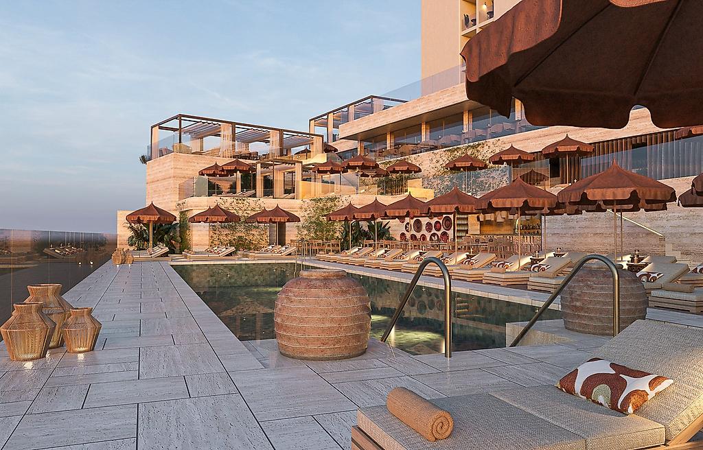 Casa de Sada Algarve Beach Resort, Curio Collection by Hilton, Aussenpool des Hotels mit Liegebereich bei Sonnenschein