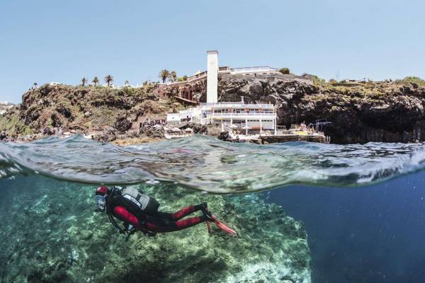 Taucher im Wasser, Madeira 