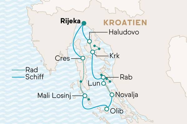 Karte mit Reiseverlauf