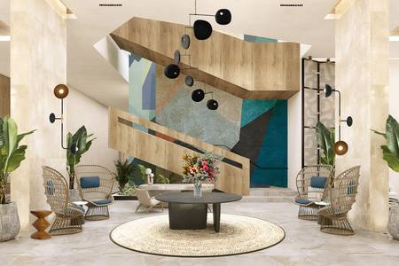 Four Points by Sheraton São Vicente Resort, Lounge-Bereich der Lobby mit komfortablen Sesseln und einem offenen, luftigen Raumkonzept.