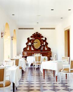 Quinta das Lágrimas Palace, Gedeckte Tische im Restaurant
