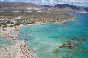 Blick auf den Strand  Elafonisi, Kreta