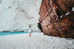 Strand mit Schiffswrack, Zakynthos, Griechenland