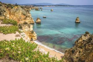 Lagos Felsküste Strand Meer Urlaub Algarve