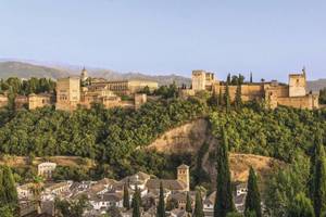 Alhambra, Andalusien, Aussicht auf die stein Gebäude
