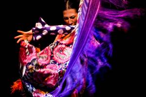 Flamenco Tänzerin in lila Kleid Sevilla