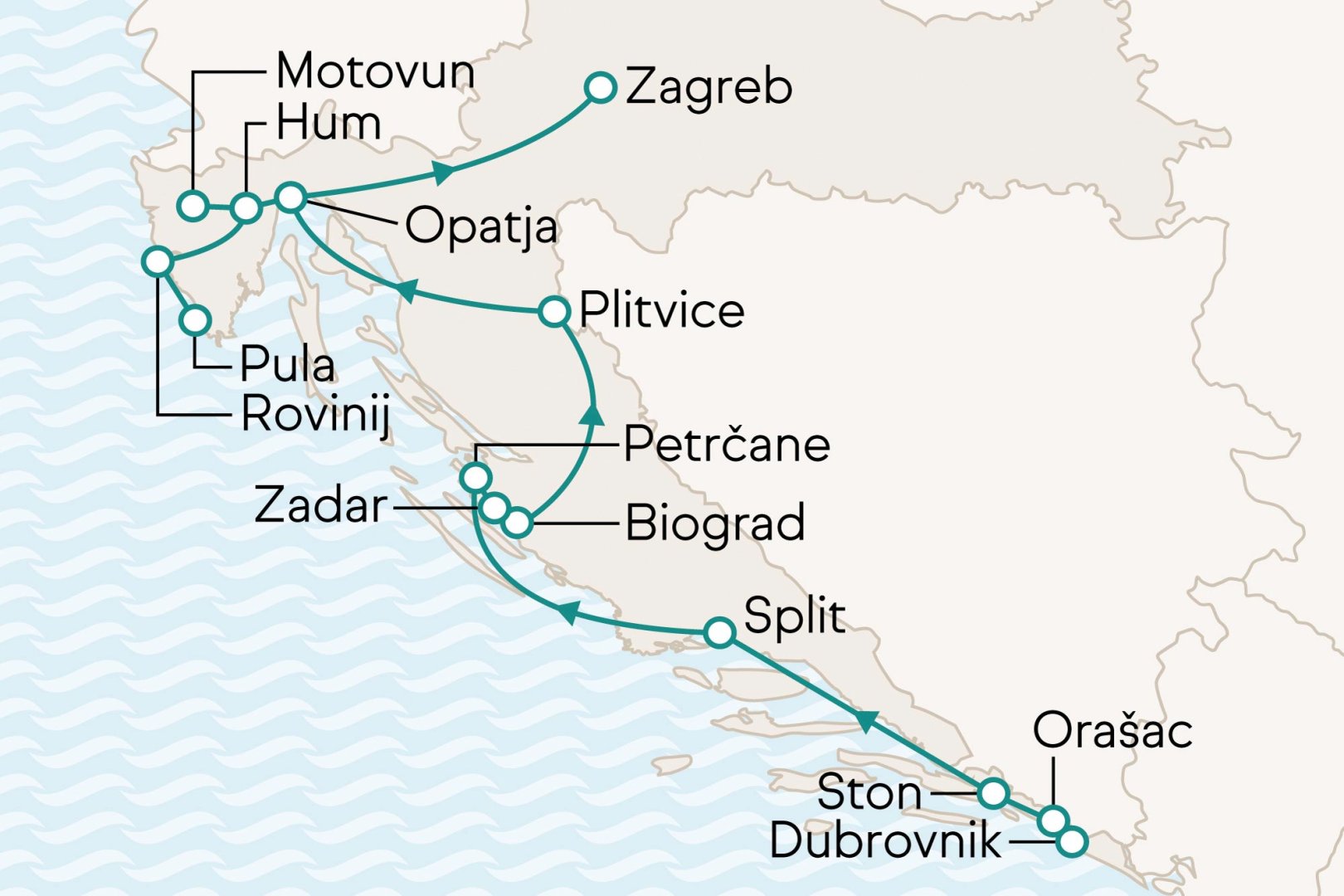 Karte mit Reiseverlauf