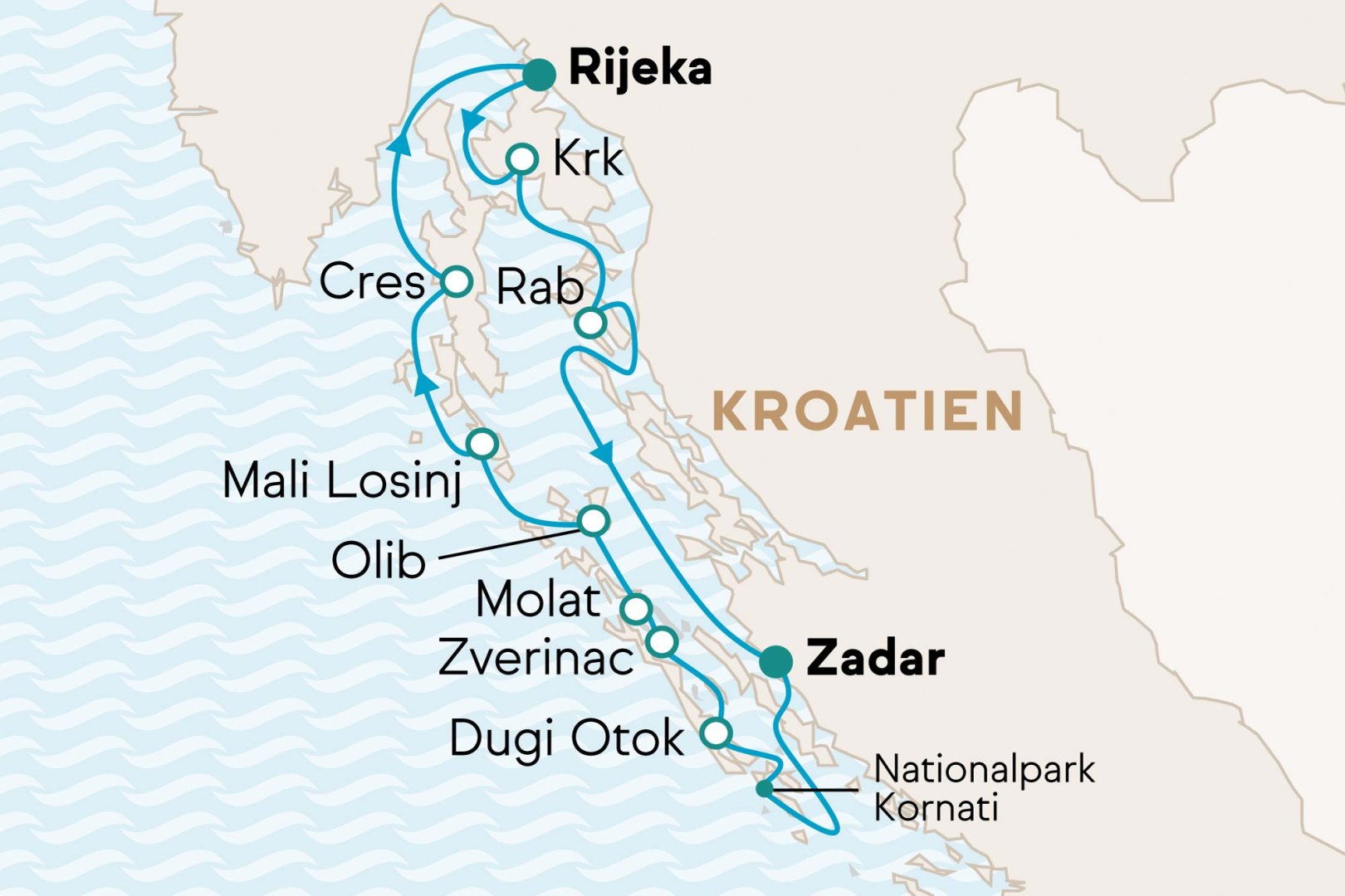 Karte mit Reiseverlauf