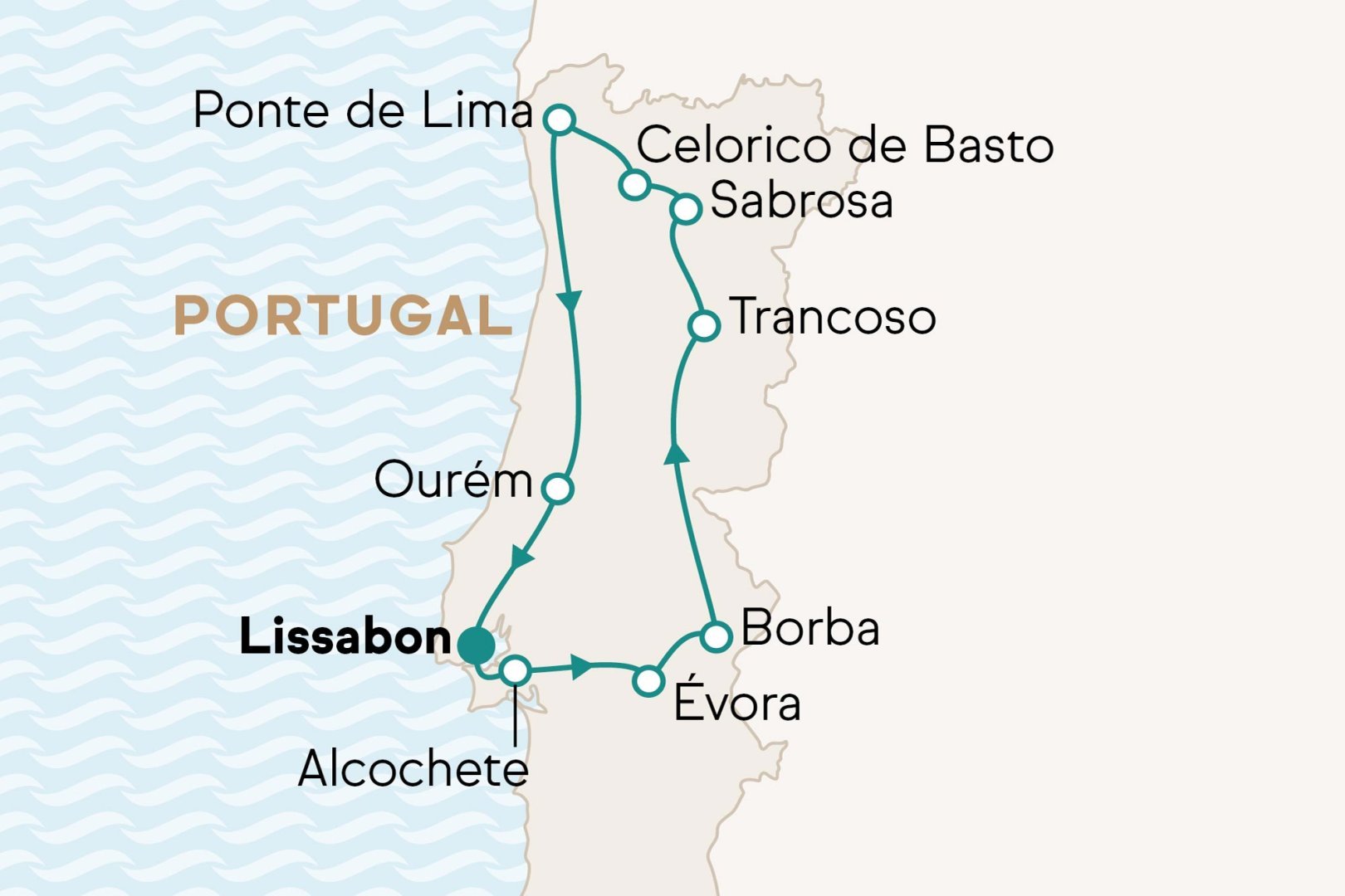 Karte mit Reiseverlauf