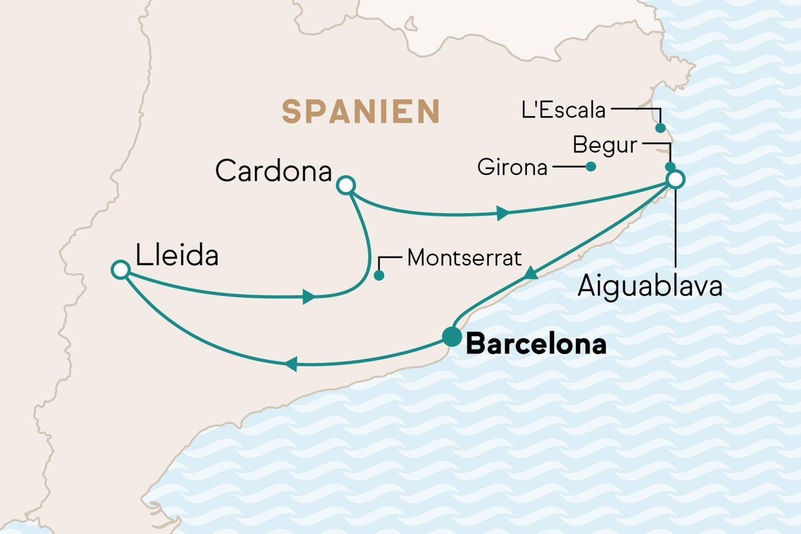 Karte mit Reiseverlauf