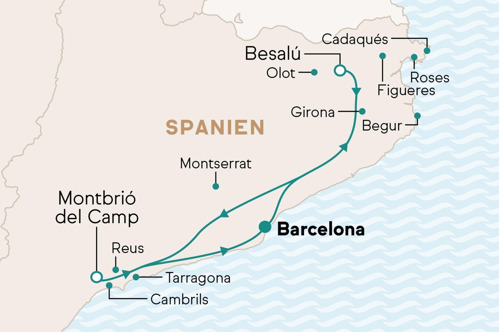 Karte mit Reiseverlauf
