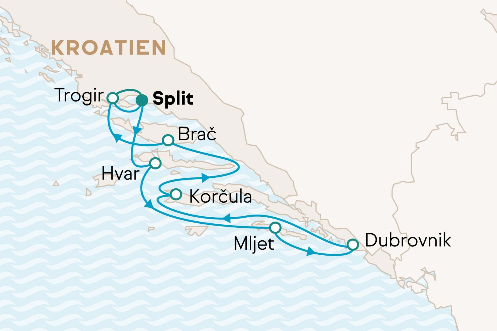 Karte mit Reiseverlauf